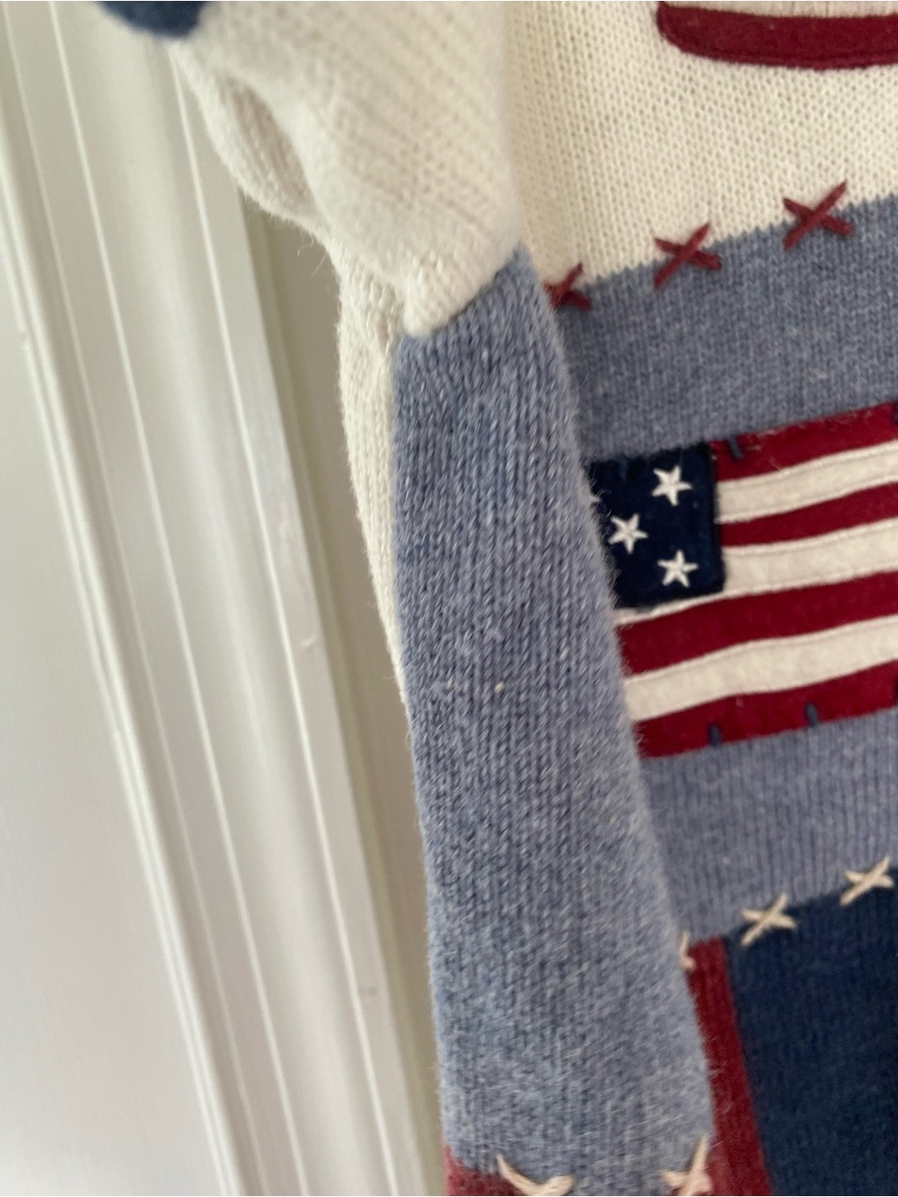 Vintage 90s Y2K Croft & Barrow Americana Patchwork Cardigan Vest Top L Patriotic - Picture 11 of 13